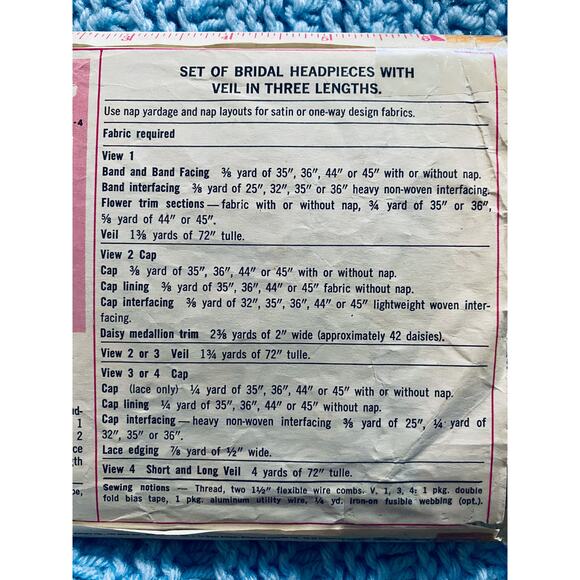 Simplicity sewing pattern  9826 wedding headpiece veil - Picture 5 of 5